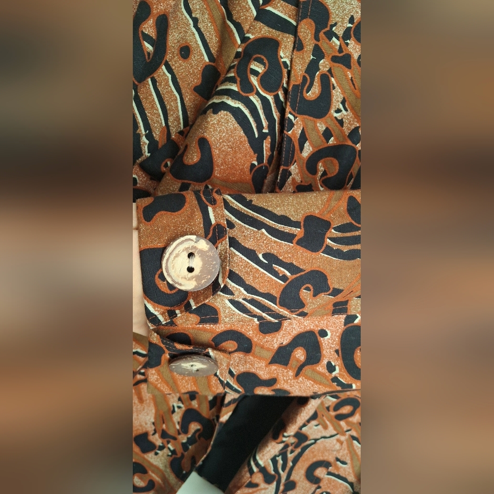 MULTIPLES RUST Animal Print JACKET BLAZER XL LINEN BLEND Formal Office Party S11 - Picture 5 of 12